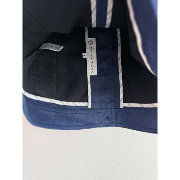 Trina Turk Blazer Jacket Linen Cotton Blend Blue 3/4 Sleeve Women Size 6 Classic - Picture 9 of 11